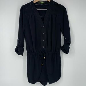 Sam‎ Edelman Black Long Sleeve Shorts Romper